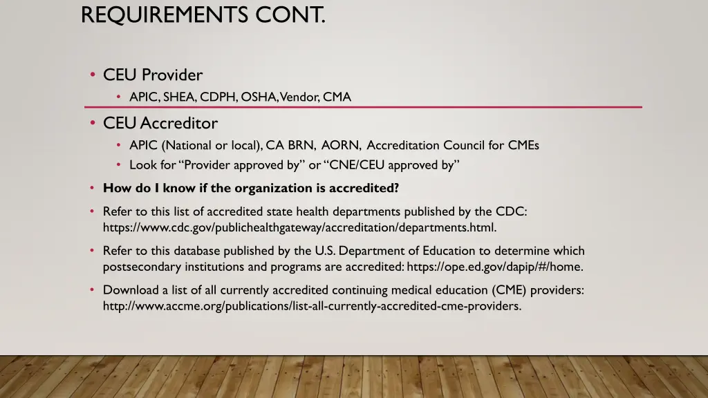 requirements cont