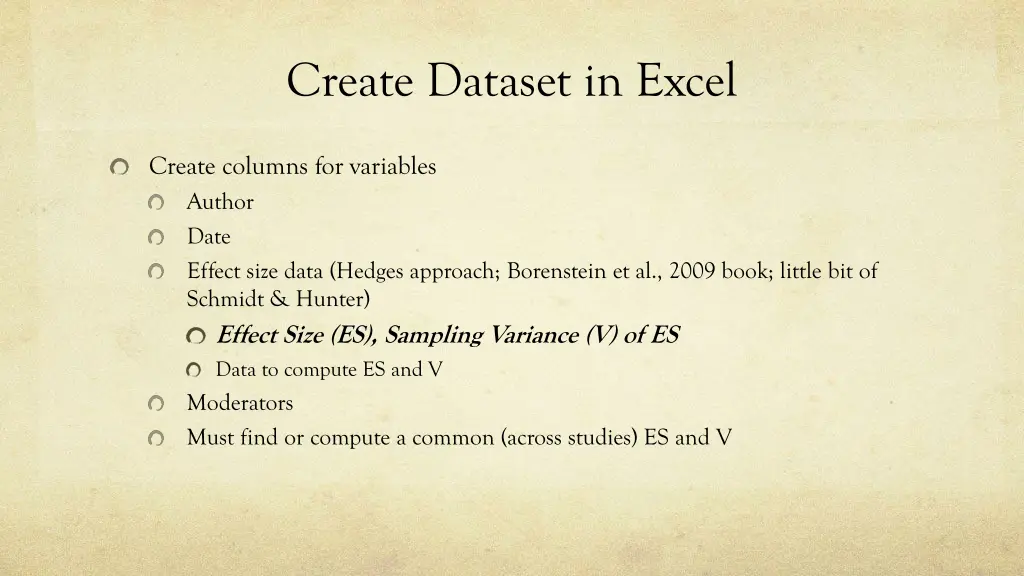 create dataset in excel
