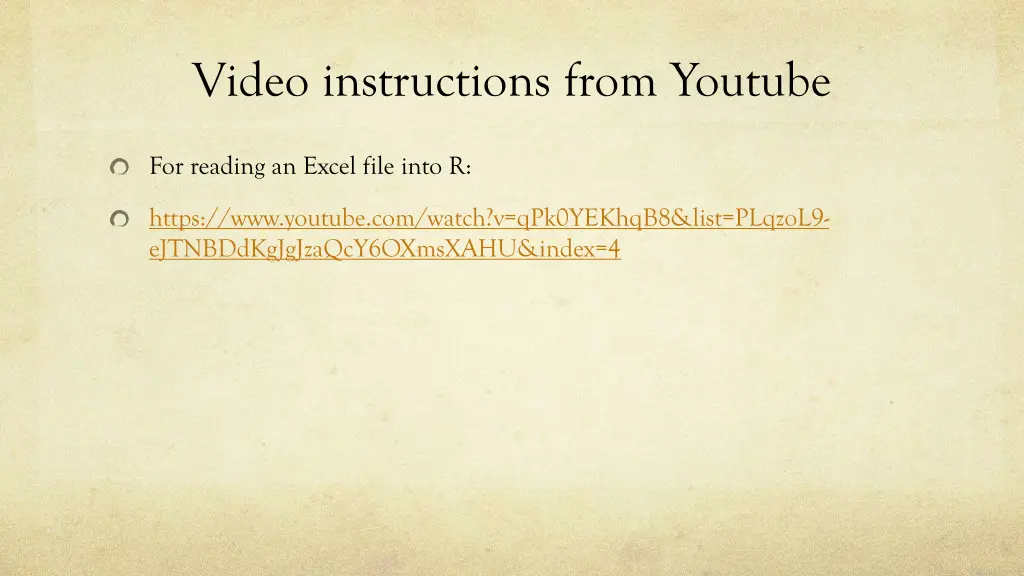 video instructions from youtube