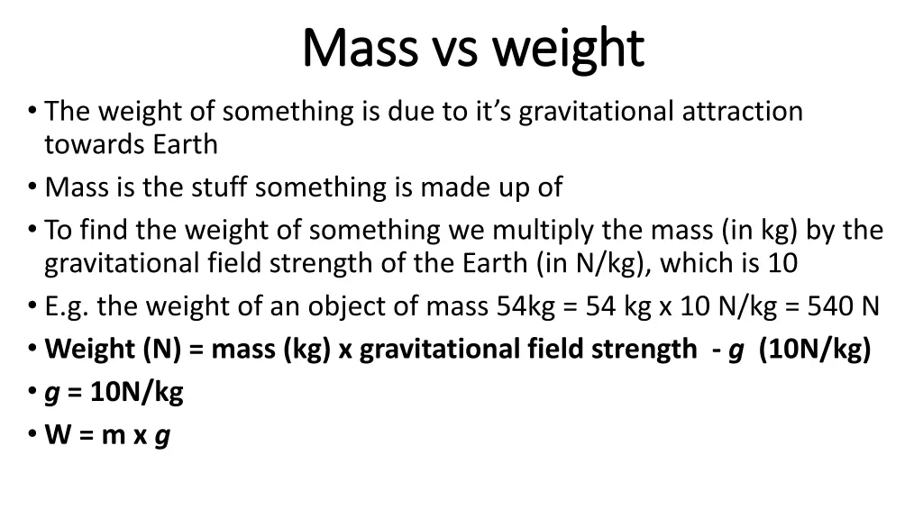mass vs weight mass vs weight