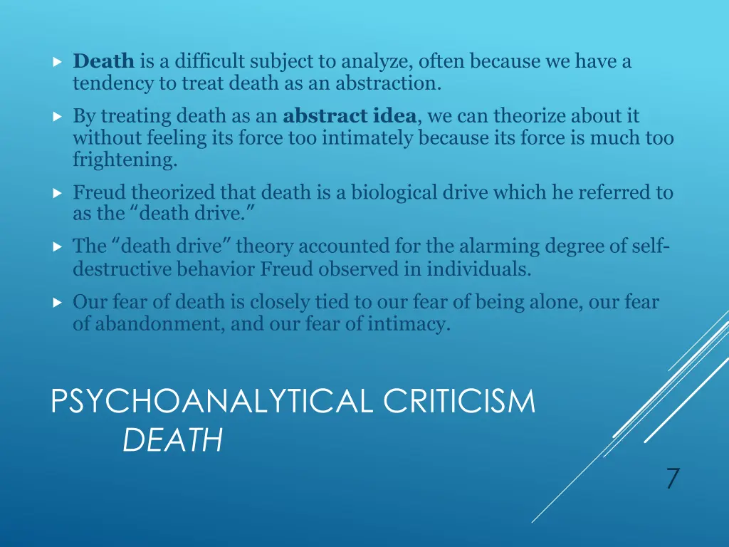 death is a difficult subject to analyze often