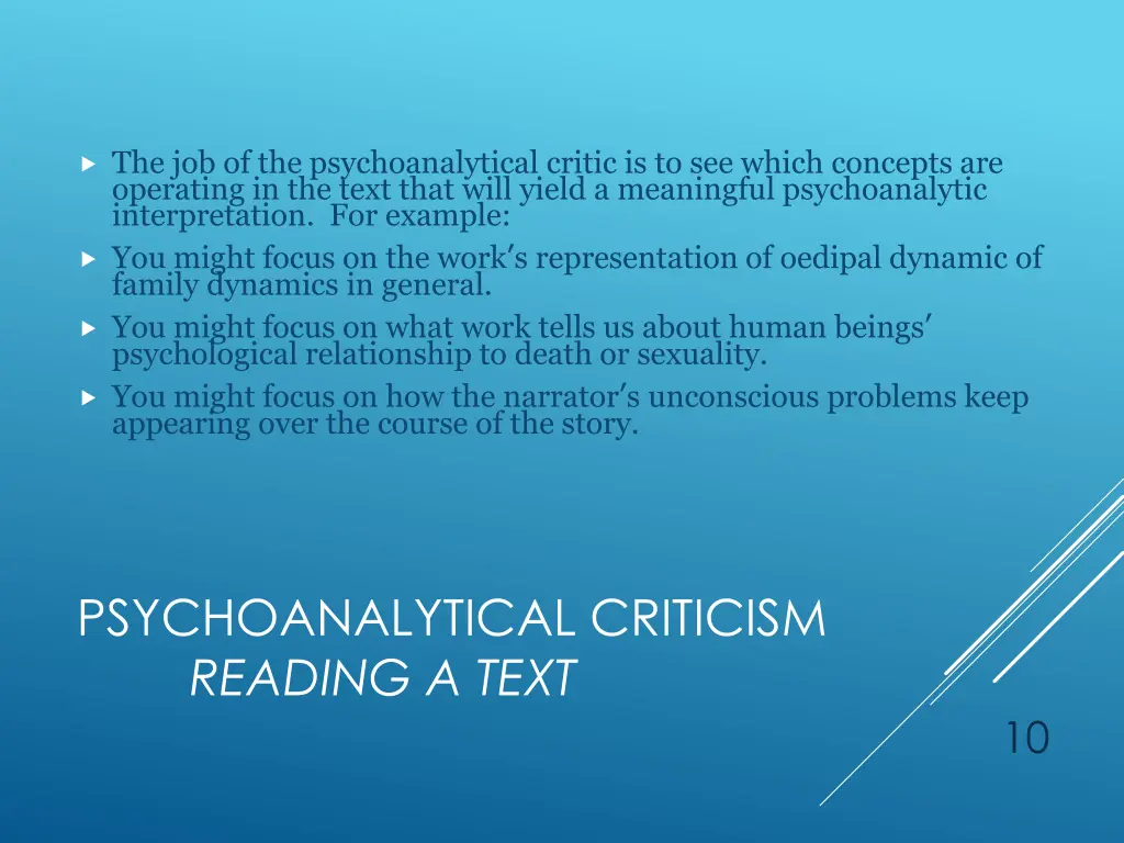 the job of the psychoanalytical critic