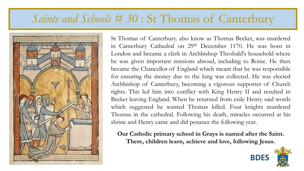saints and schools 30 st thomas of canterbury