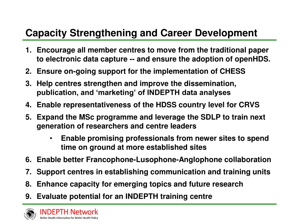 capacity strengthening and career development