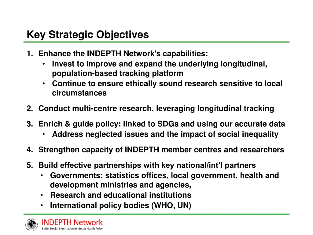 key strategic objectives
