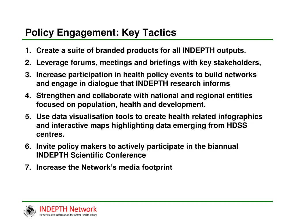 policy engagement key tactics