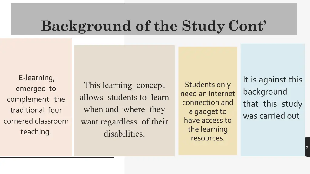 background of the study cont
