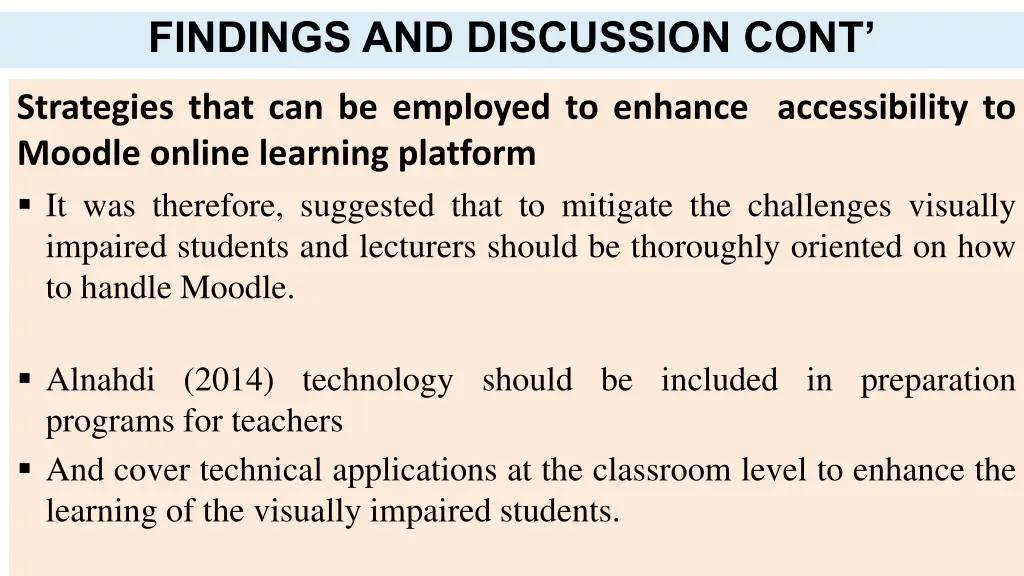 findings and discussion cont