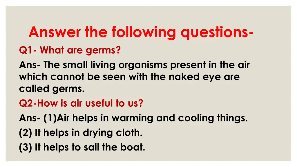 answer the following questions q1 what are germs