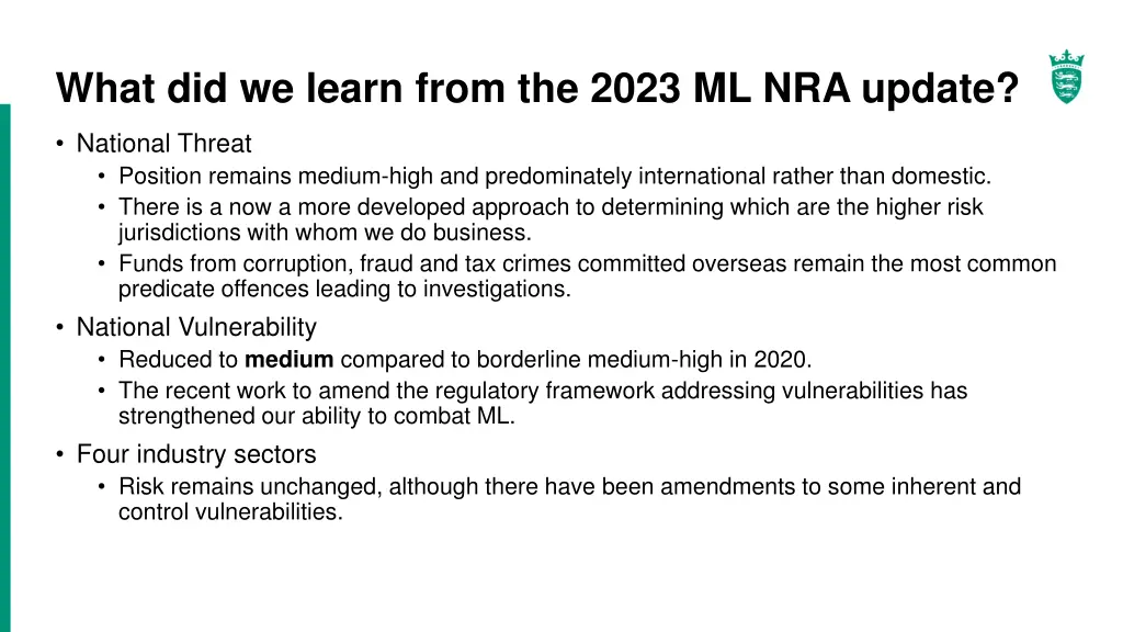 what did we learn from the 2023 ml nra update