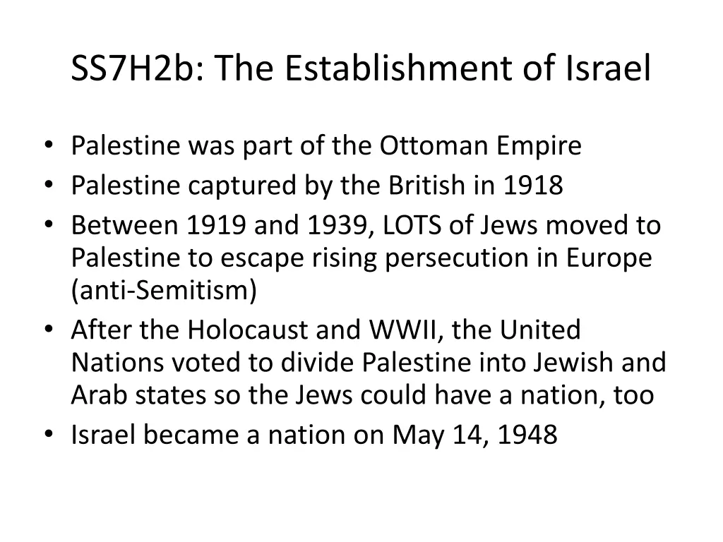 ss7h2b the establishment of israel 1