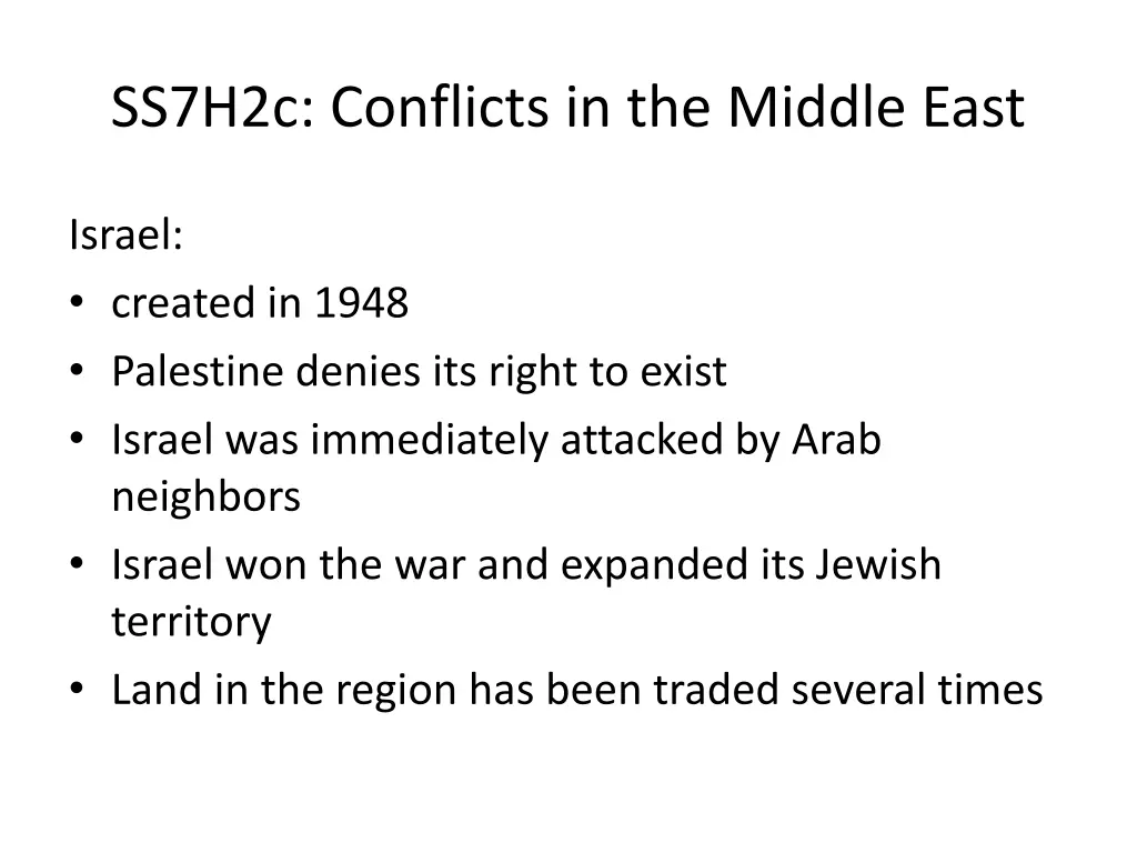ss7h2c conflicts in the middle east