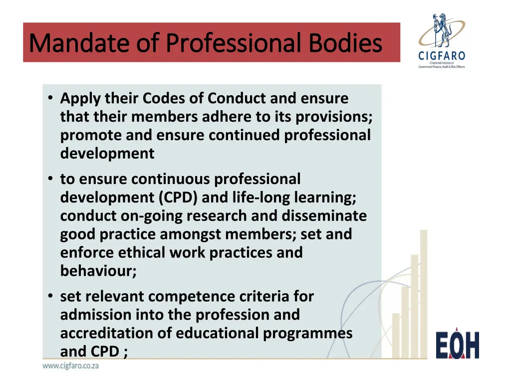 mandate of professional bodies mandate