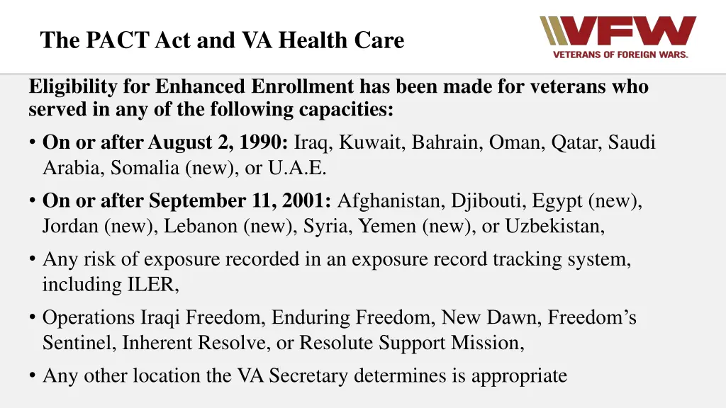 the pact act and va health care 2