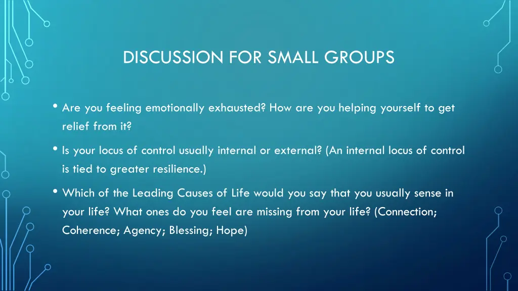 discussion for small groups