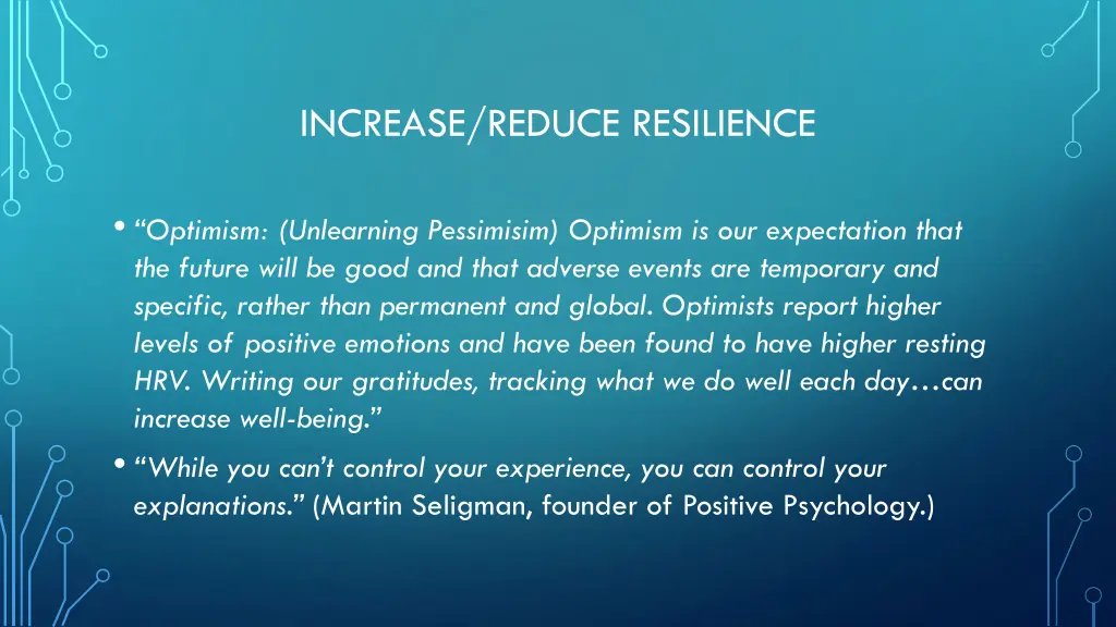 increase reduce resilience 2