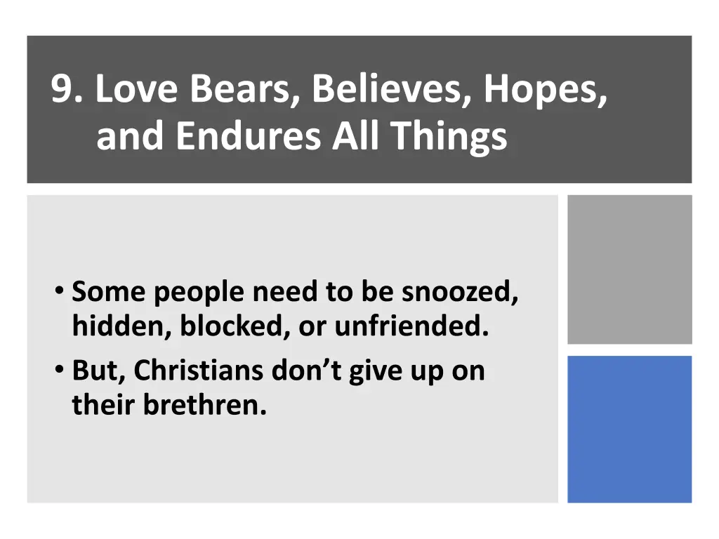 9 love bears believes hopes and endures all things