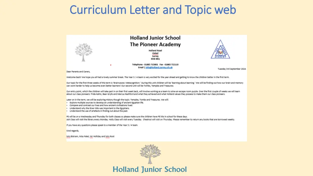 curriculum letter and topic web curriculum letter 1