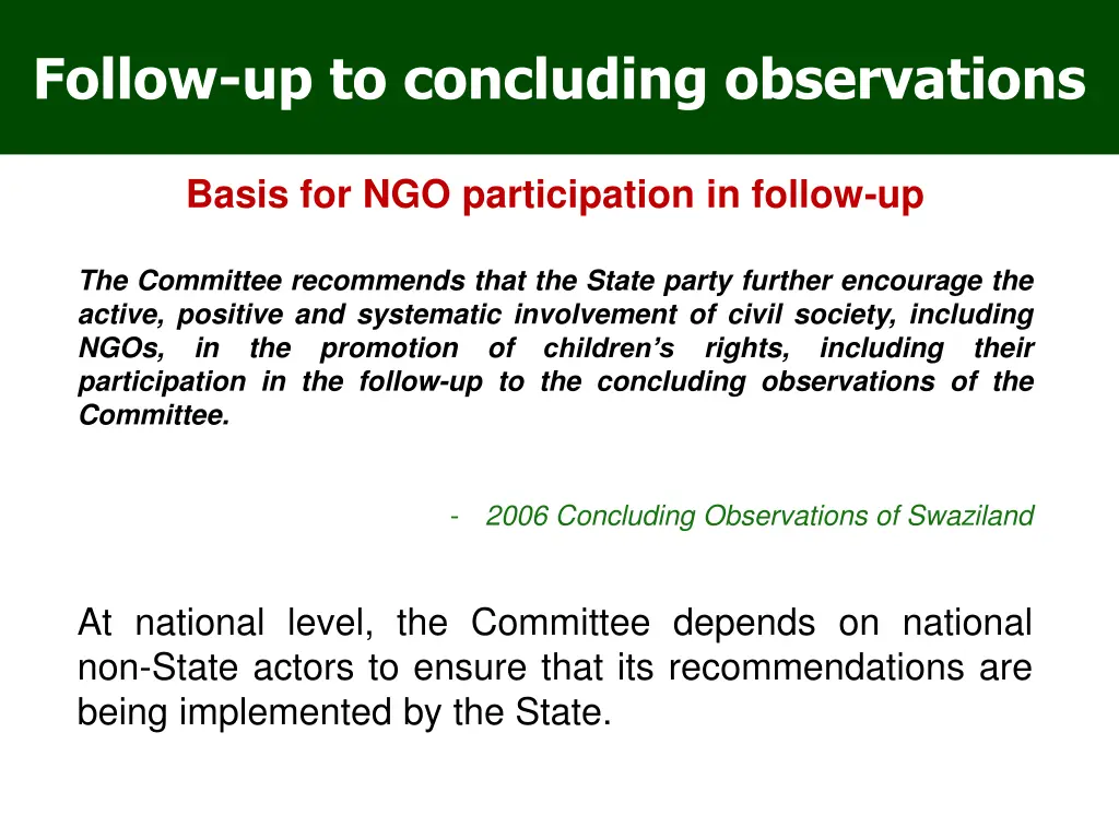 follow up to concluding observations