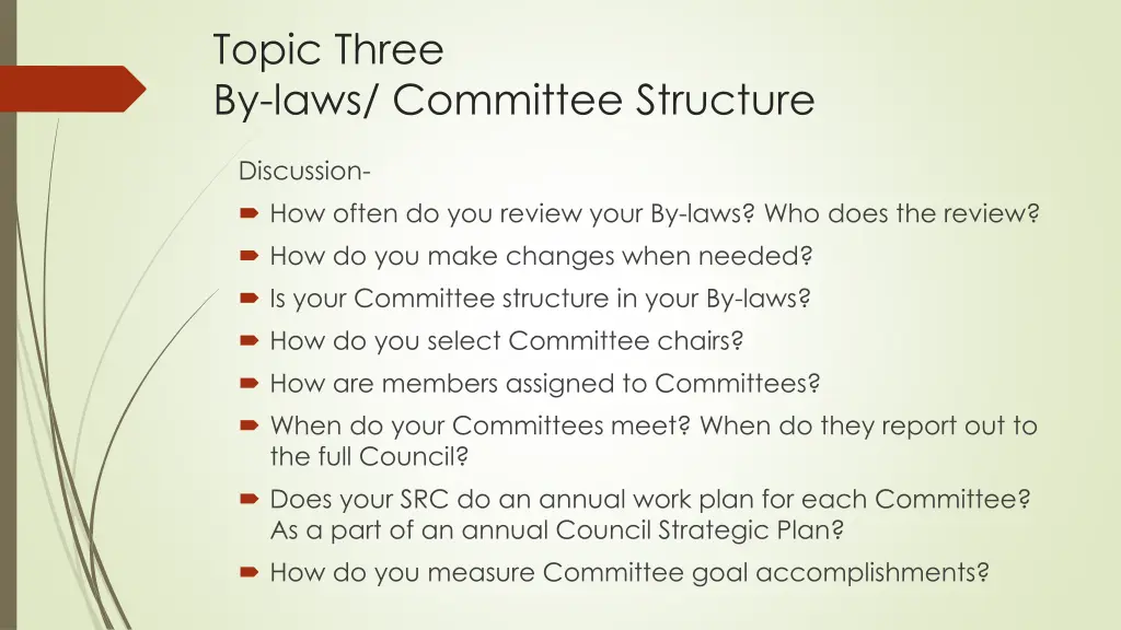 topic three by laws committee structure
