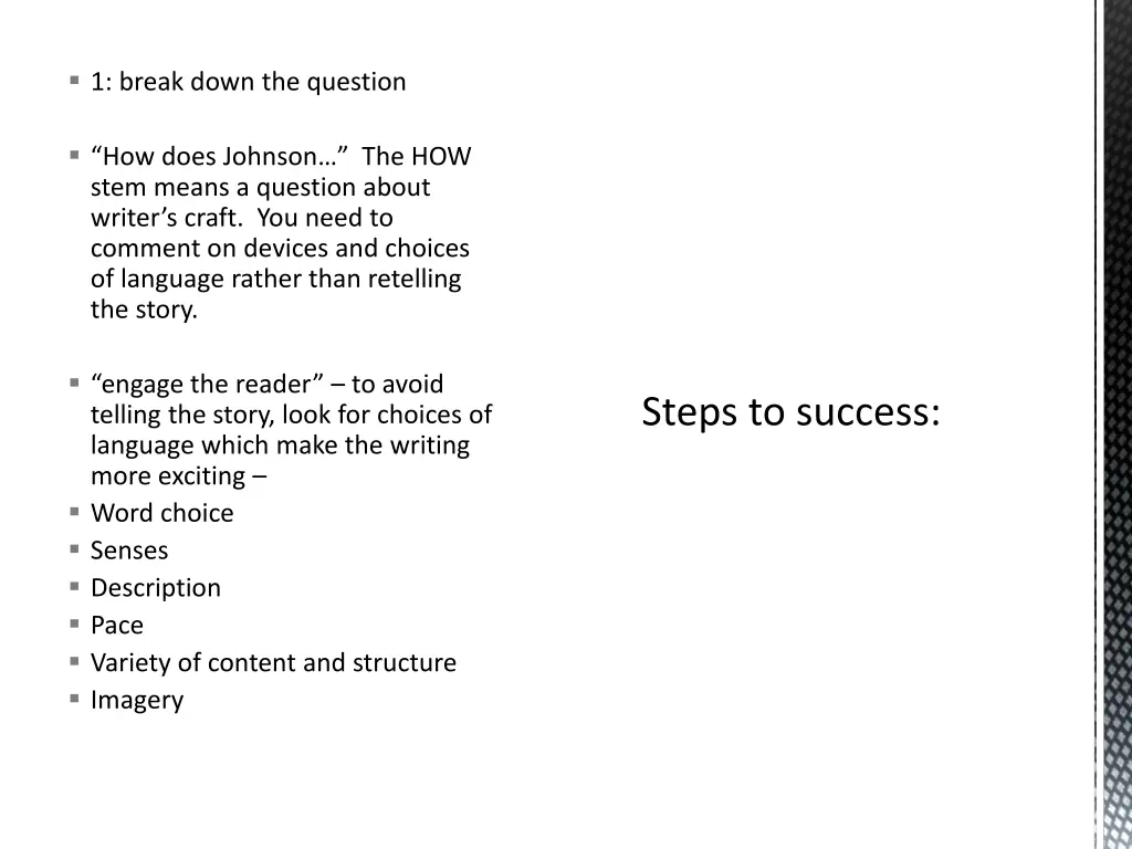 1 break down the question