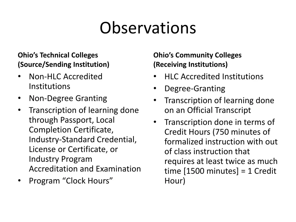 observations