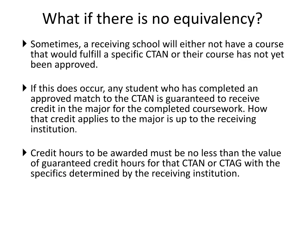what if there is no equivalency