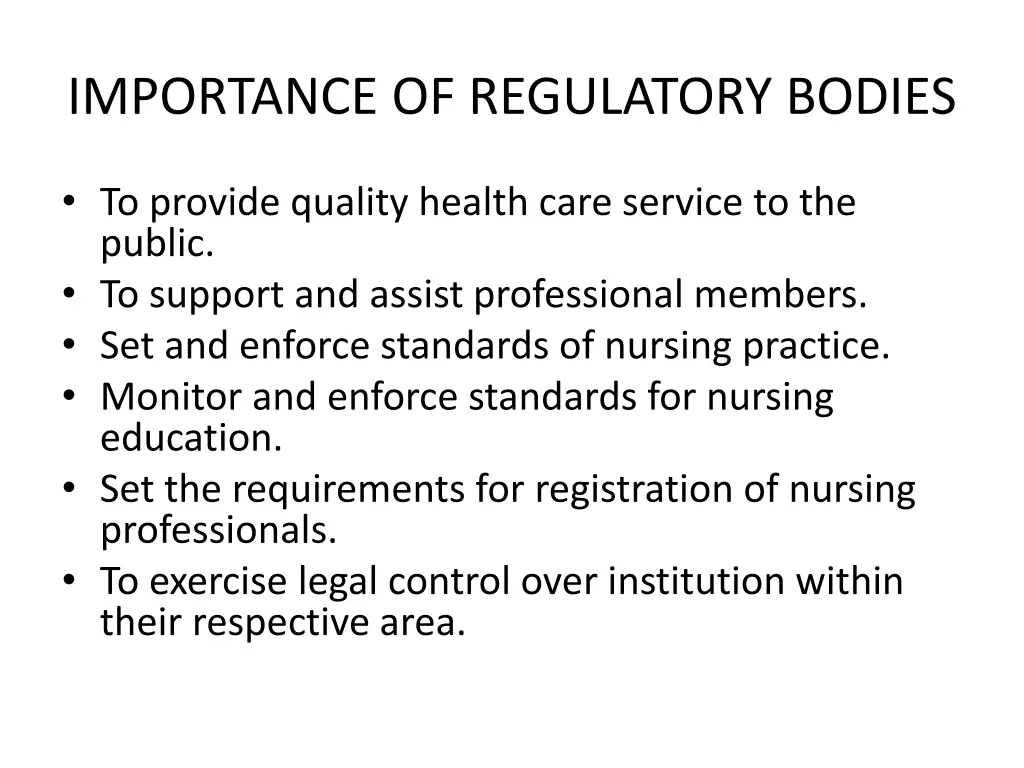 importance of regulatory bodies