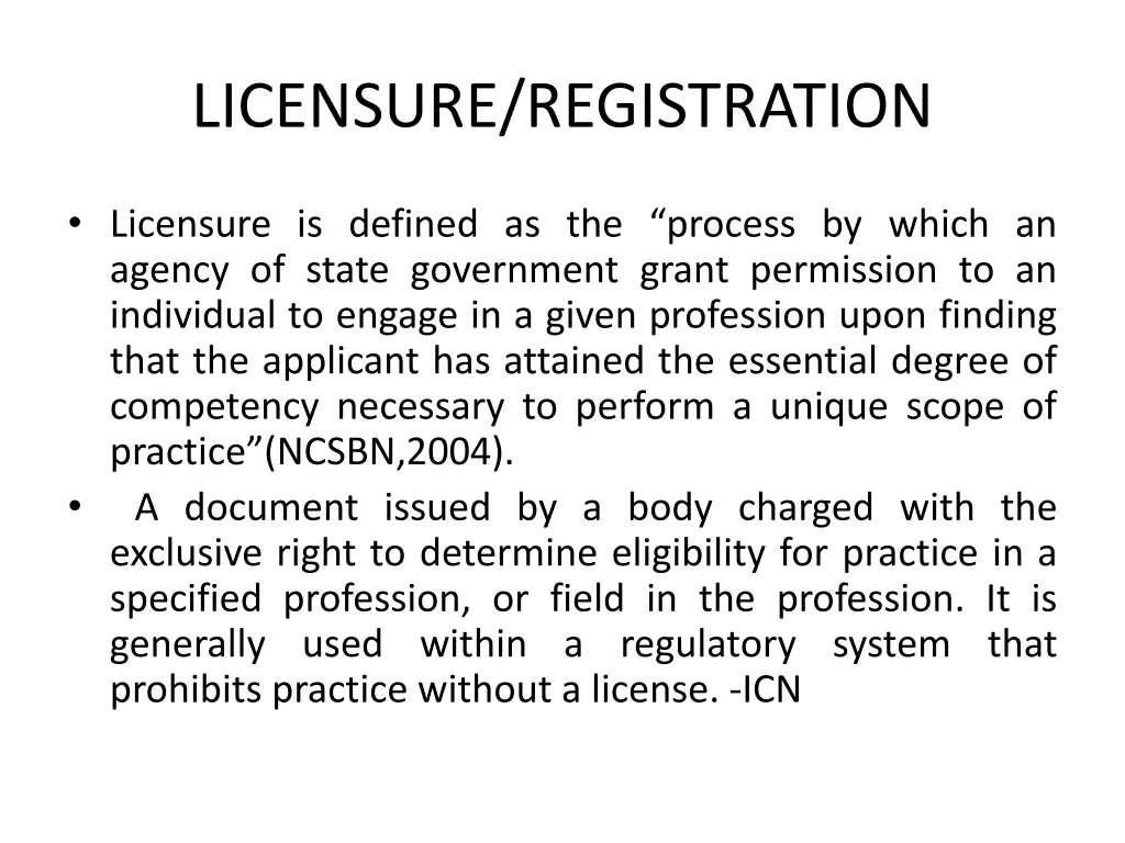 licensure registration