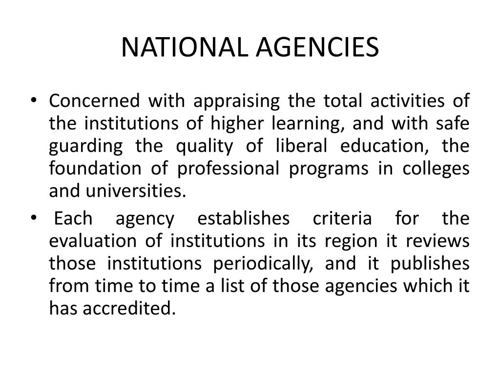 national agencies