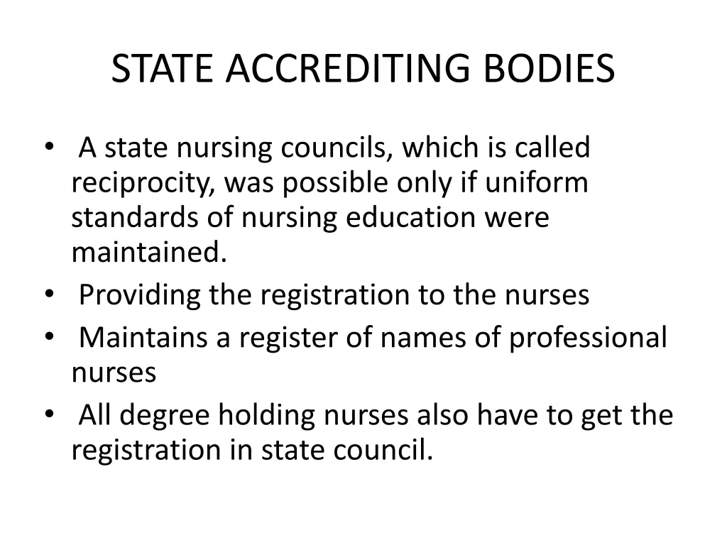 state accrediting bodies
