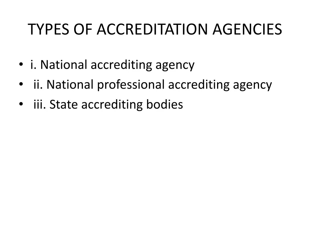 types of accreditation agencies