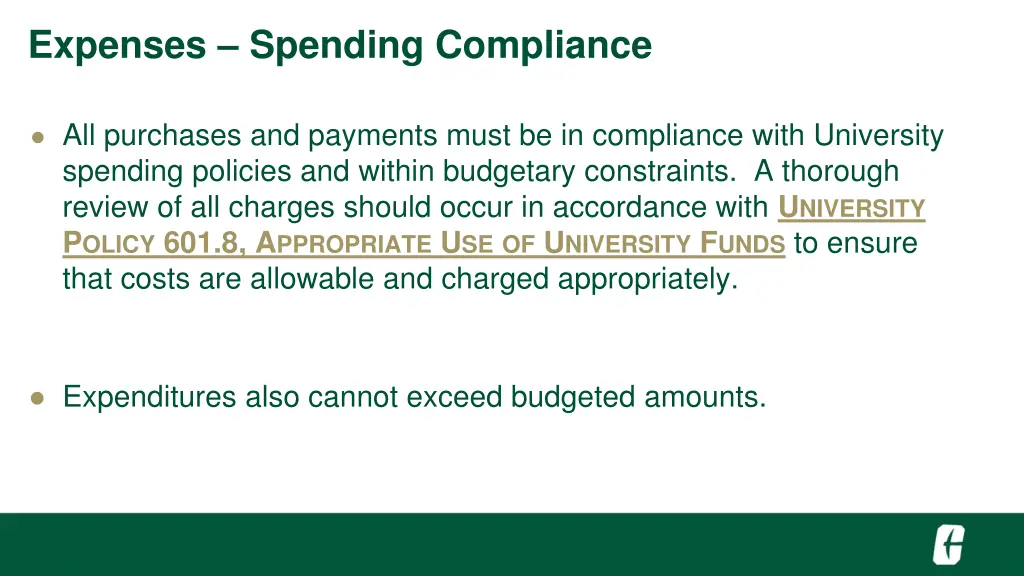 expenses spending compliance