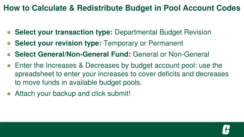 how to calculate redistribute budget in pool