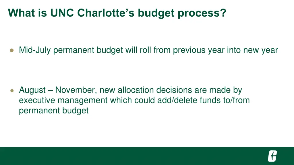 what is unc charlotte s budget process