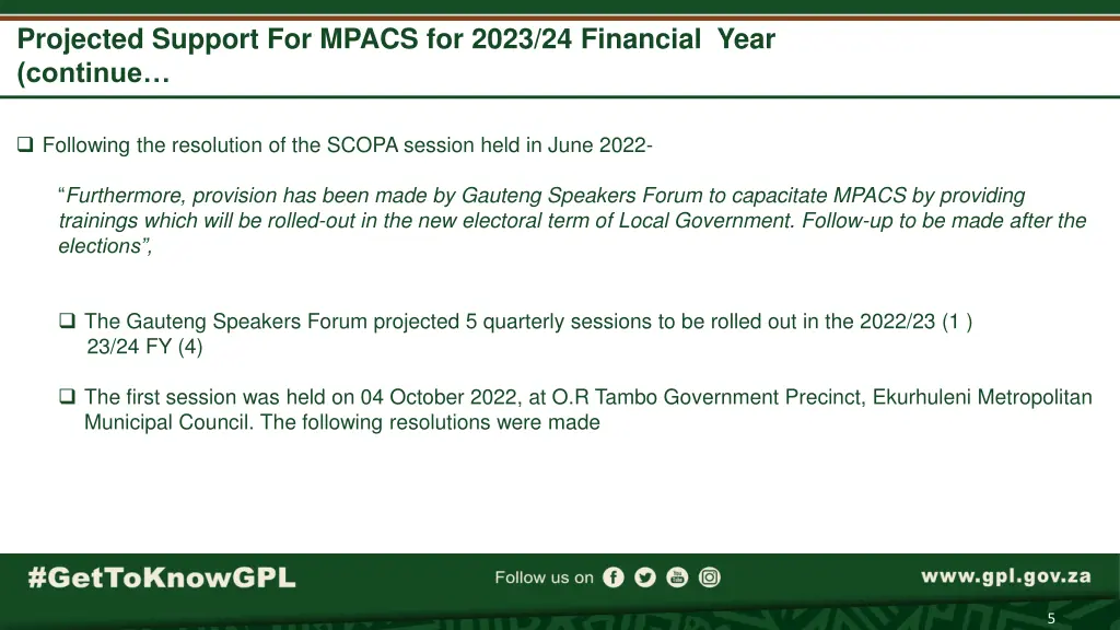 projected support for mpacs for 2023 24 financial