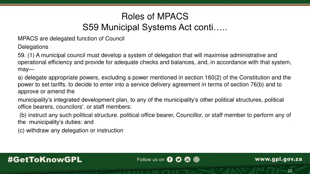roles of mpacs