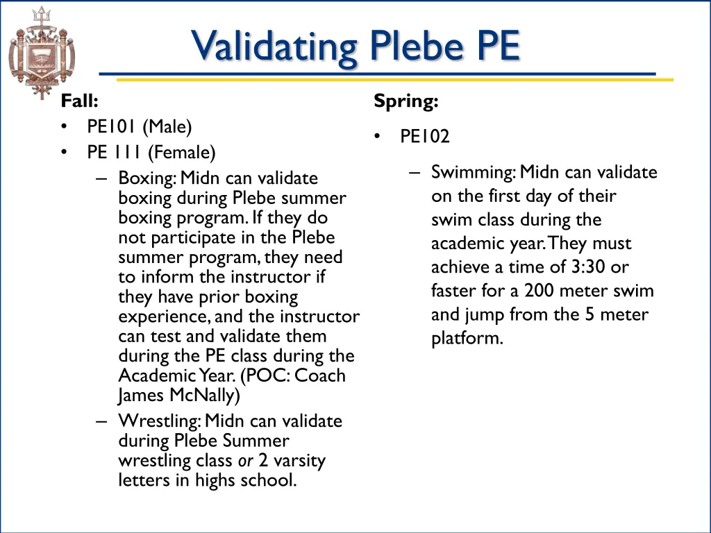 validating plebe pe