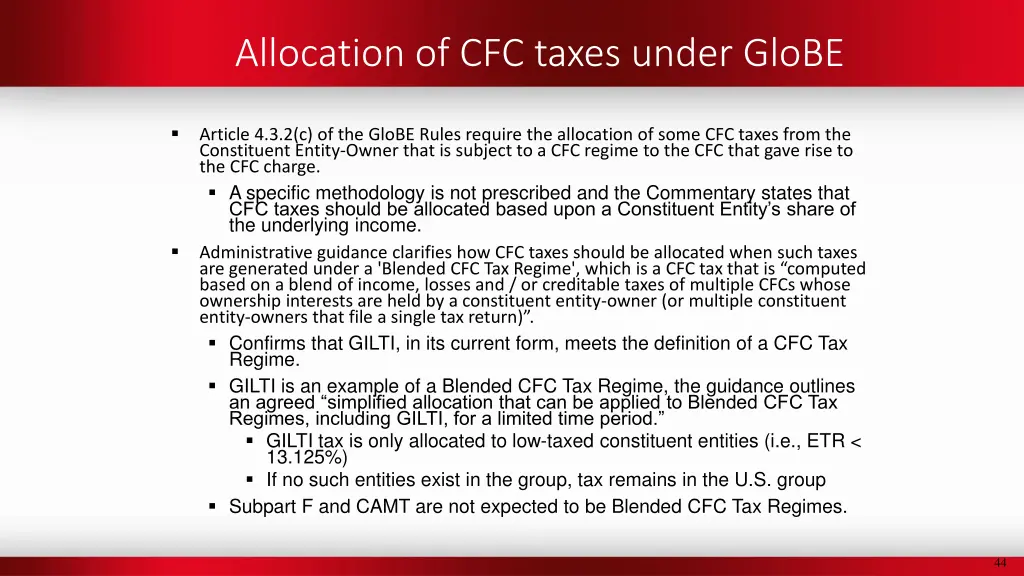 allocation of cfc taxes under globe