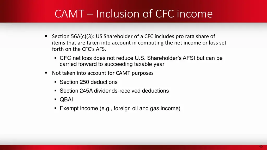 camt inclusion of cfc income
