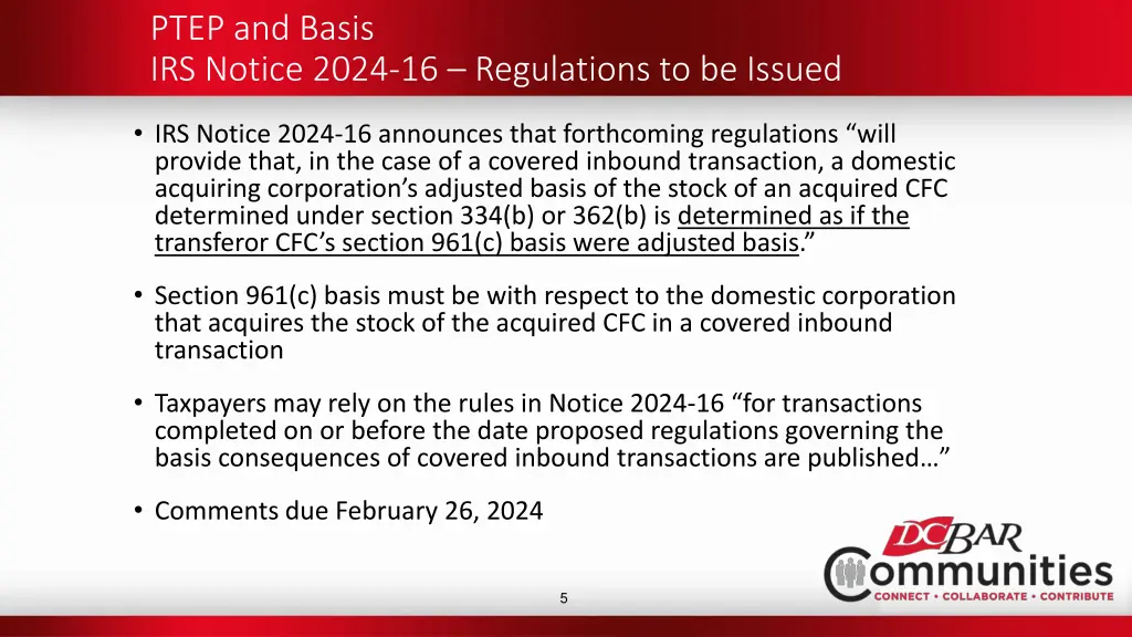 ptep and basis irs notice 2024 16 regulations