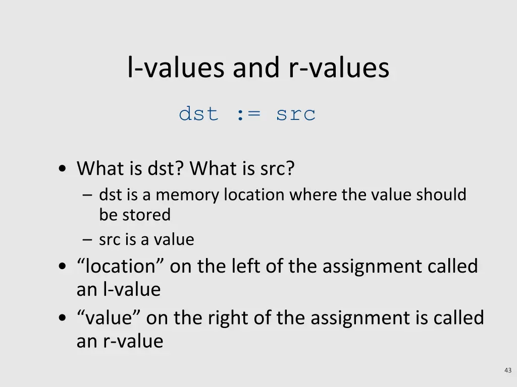 l values and r values