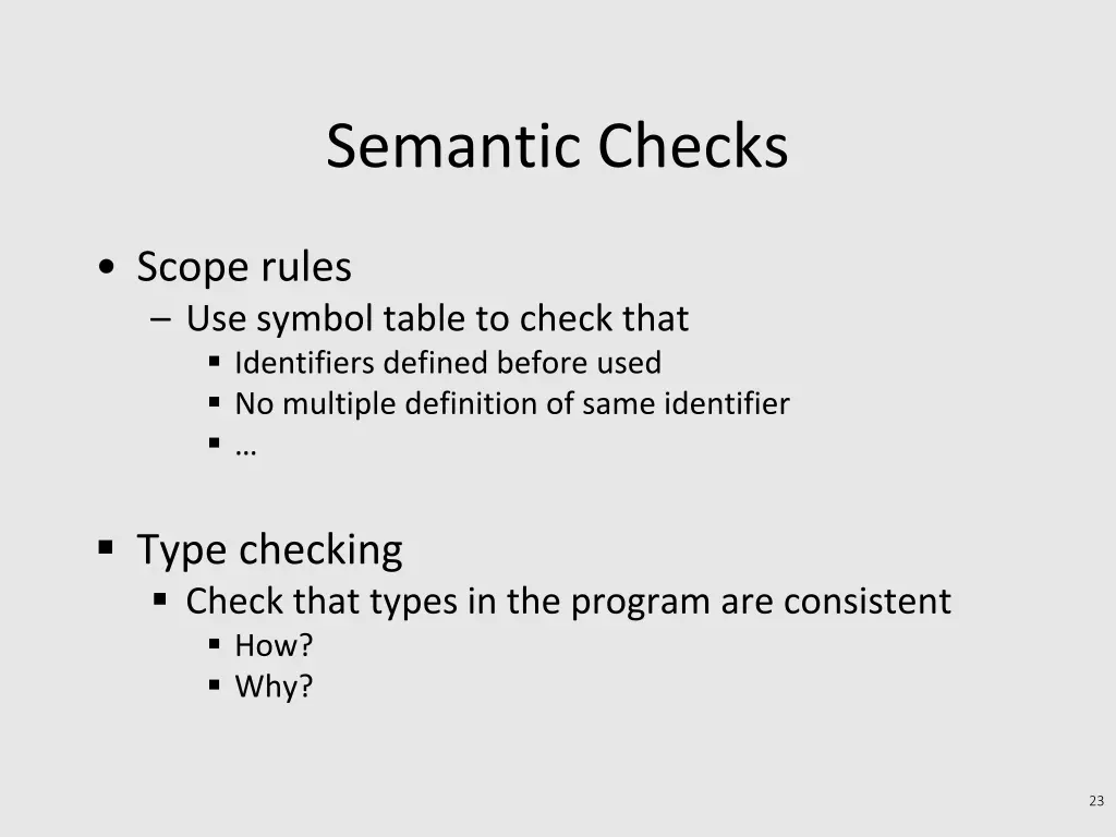 semantic checks