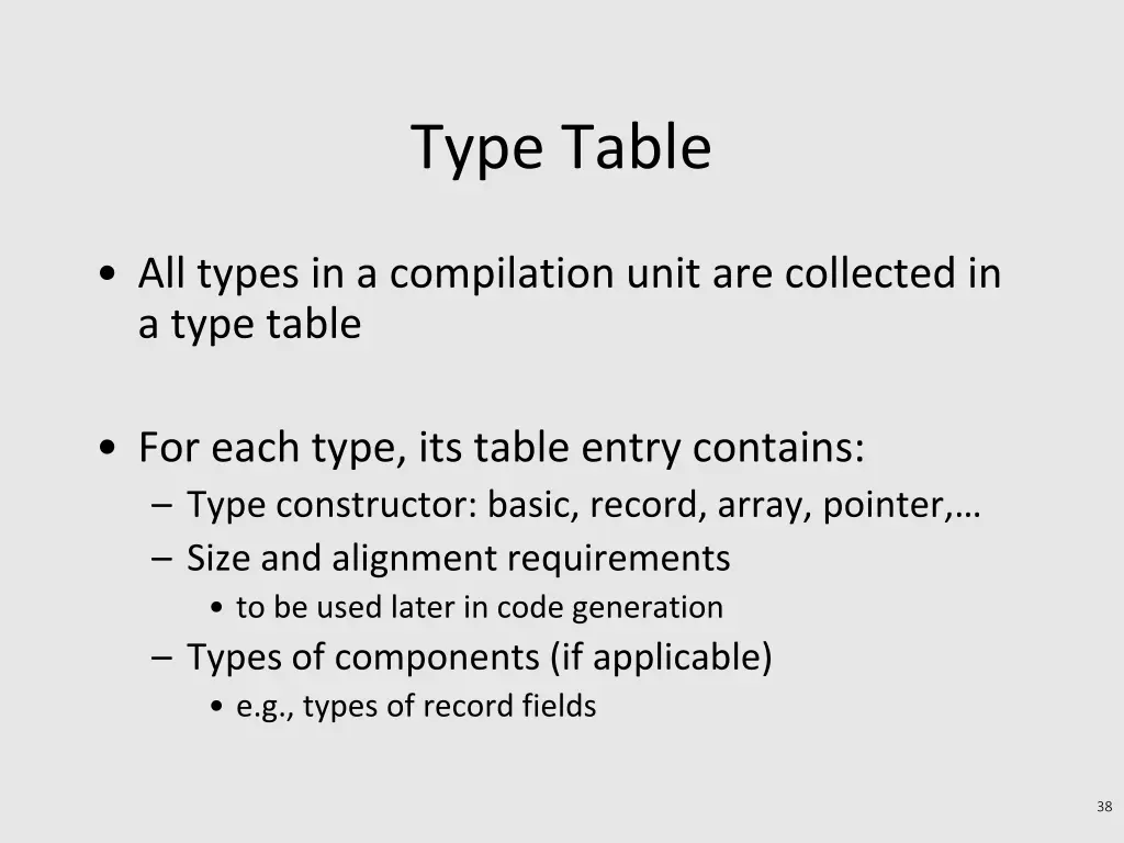 type table