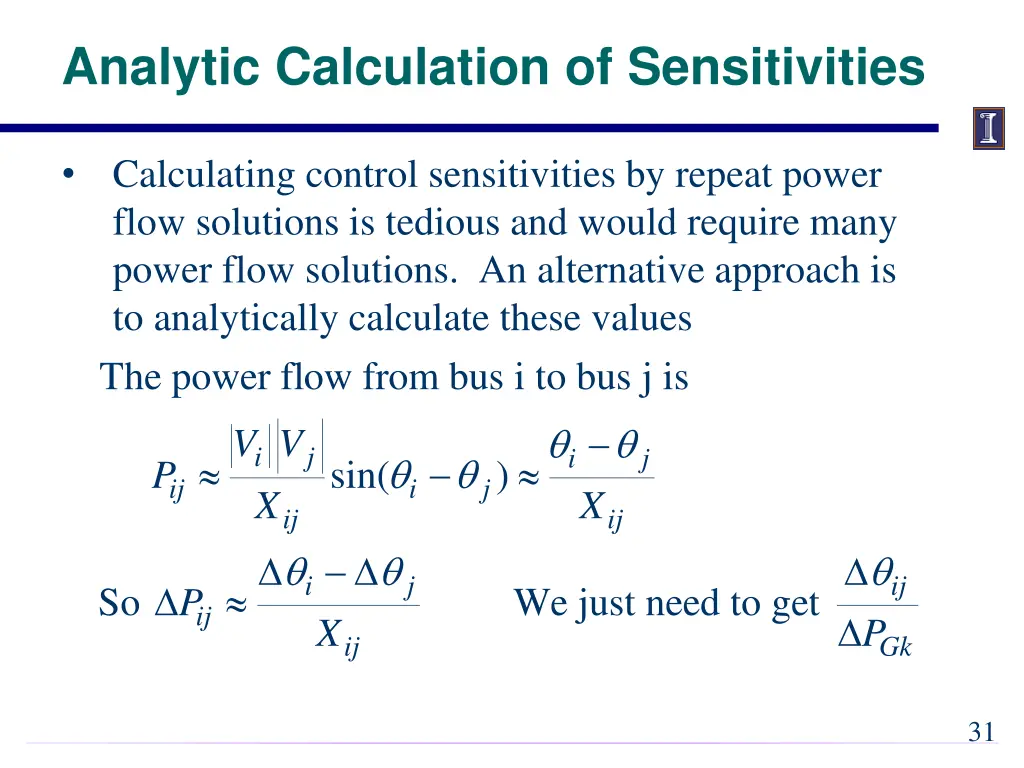 analytic calculation of sensitivities