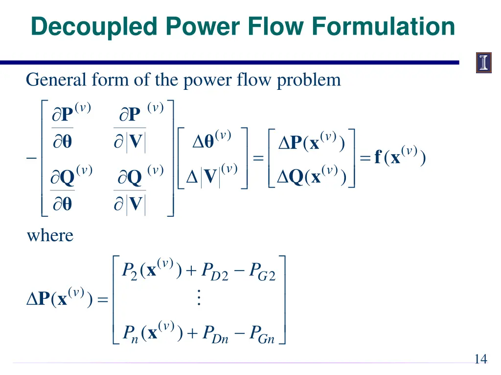 decoupled power flow formulation