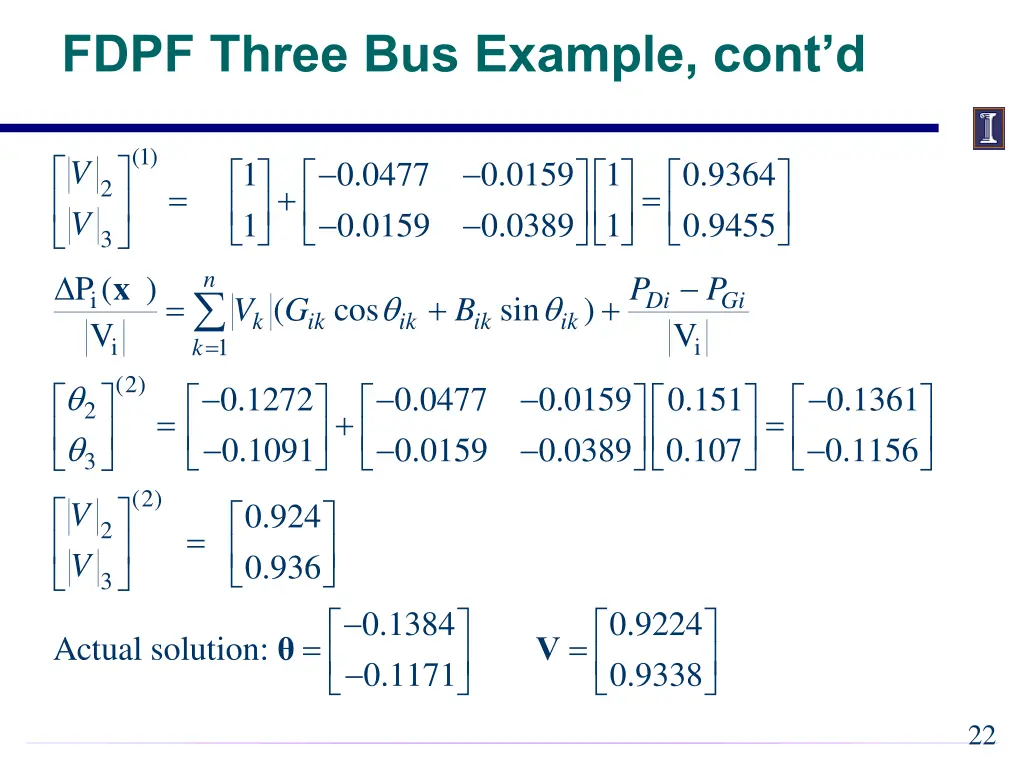 fdpf three bus example cont d 1