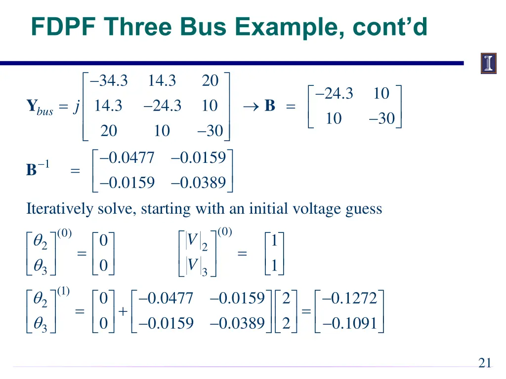 fdpf three bus example cont d