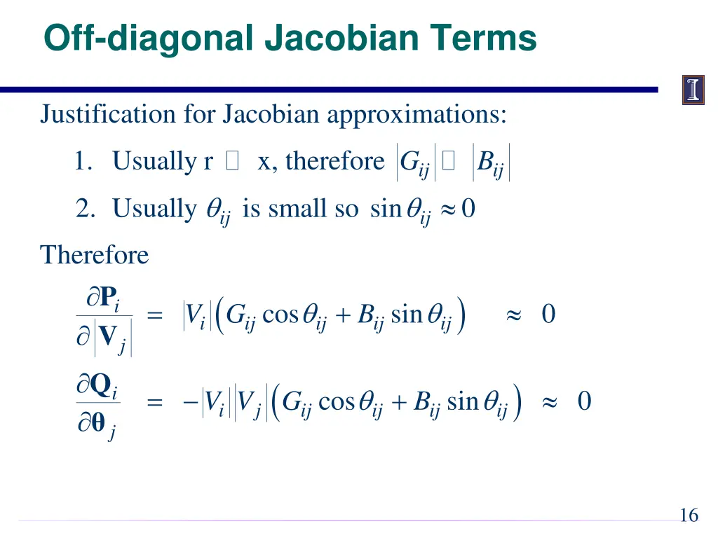off diagonal jacobian terms