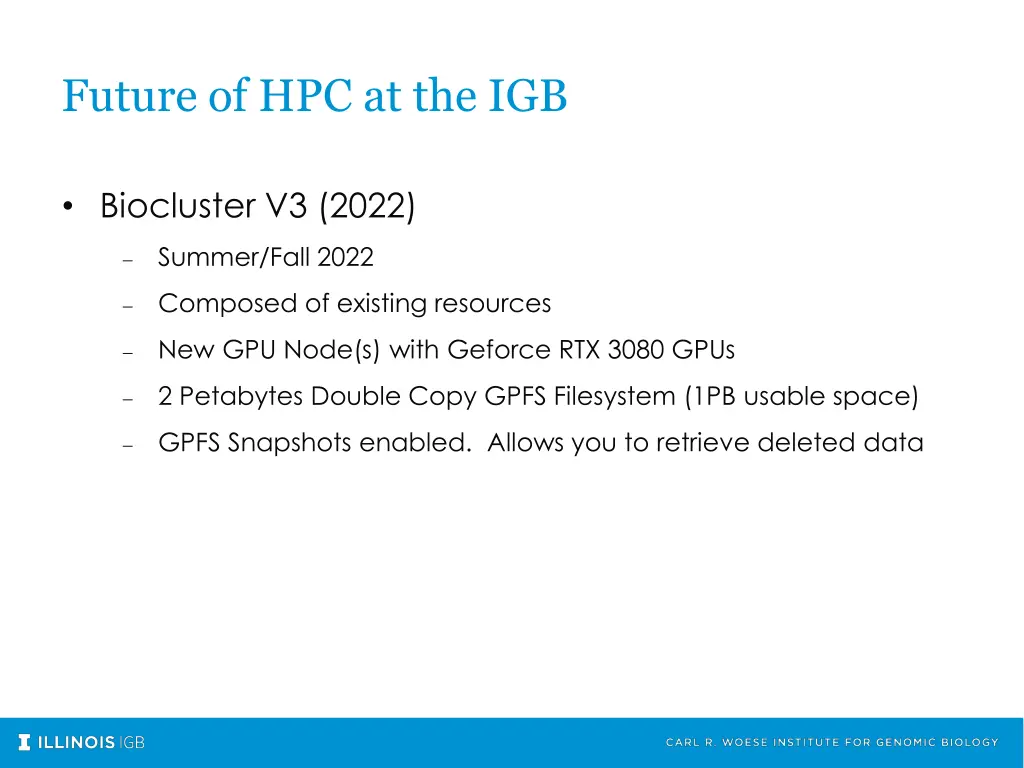 future of hpc at the igb